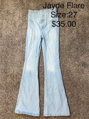 Free People Light Blue Jayde Flare Wide-Leg Jeans